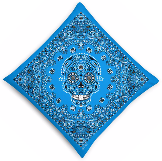 Eyez Day of Dead Bandana Pillow - Blue