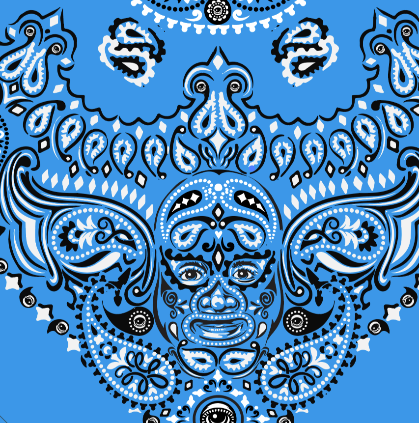 Eyez Day of Dead Bandana Pillow - Blue