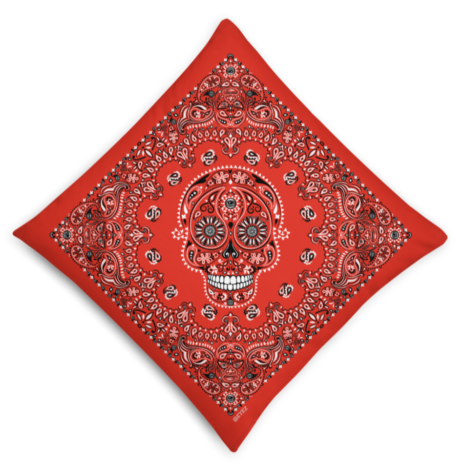 Eyez Day of Dead Bandana Pillow - RED