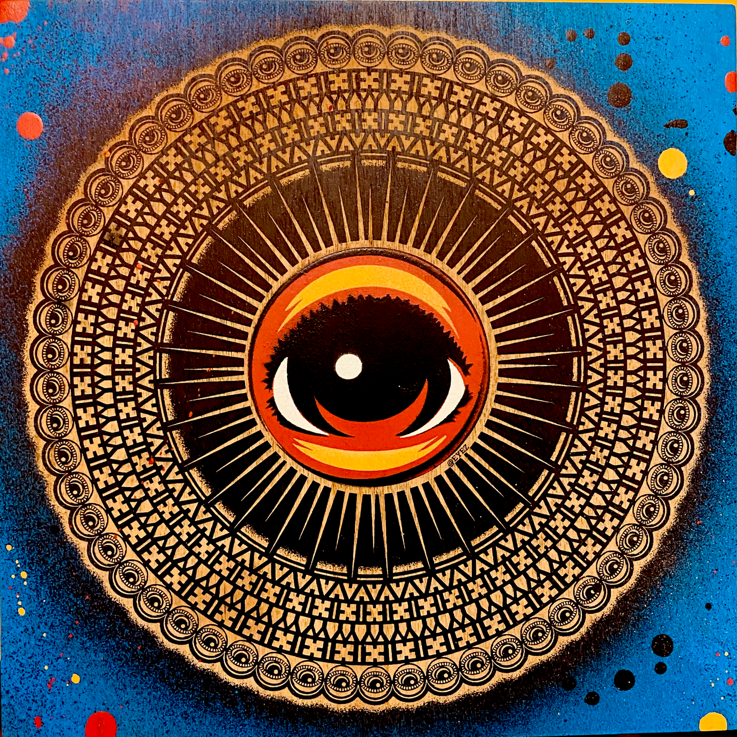 Eyez Radiate Mandala 10x10 Wood Engraved Panel