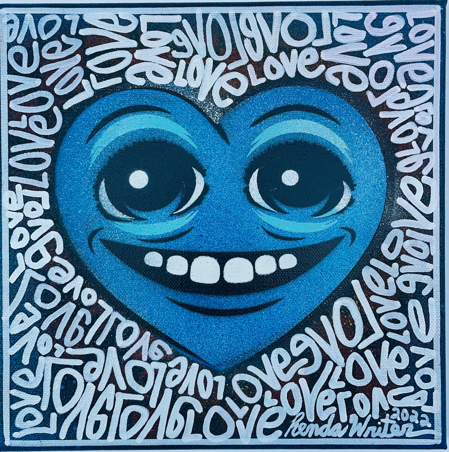 Renda Writer Blue Heart Love @EYEZ C👁LLAB👁RATE Painting Pattern