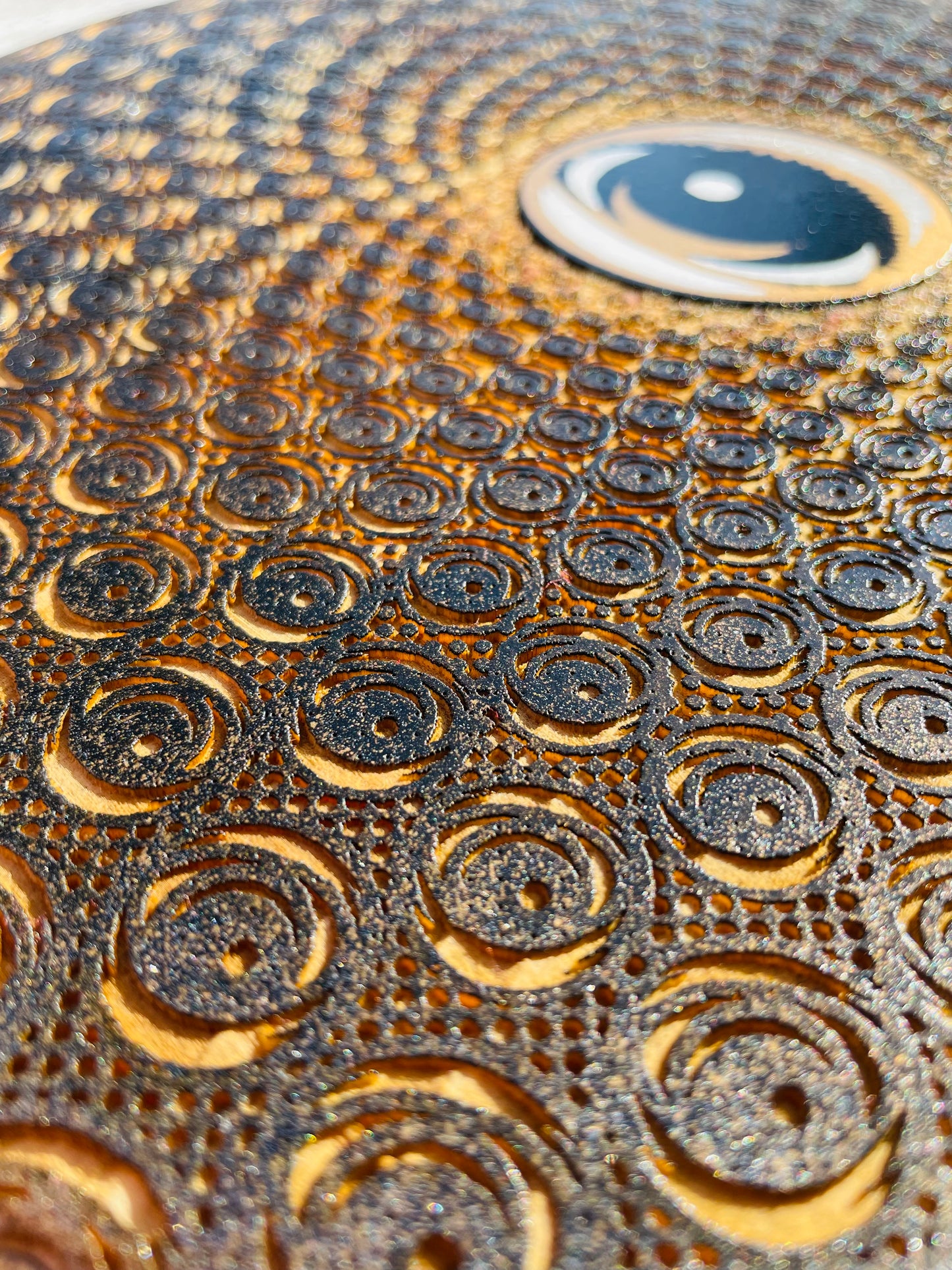 Golden EYEZ in the Vortex - 12x12 engraved panel.