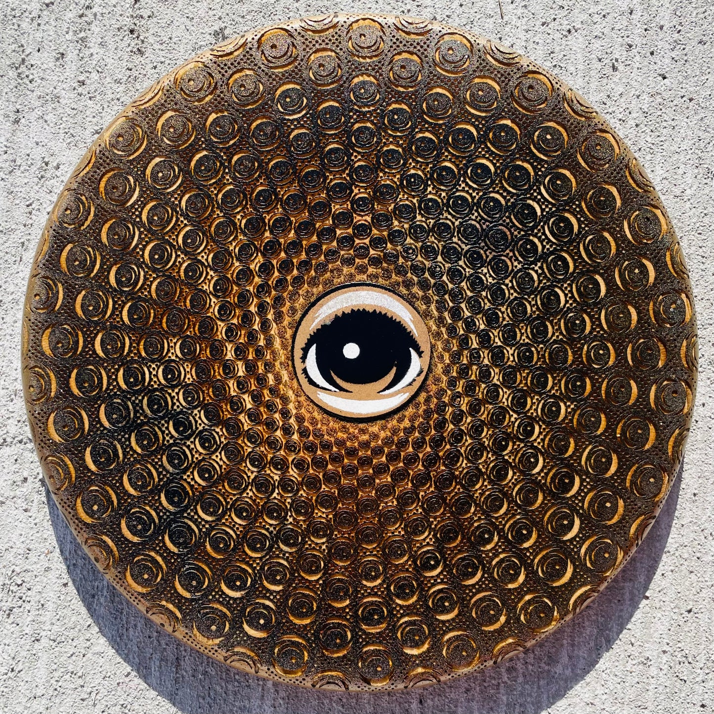 Golden EYEZ in the Vortex - 12x12 engraved panel.