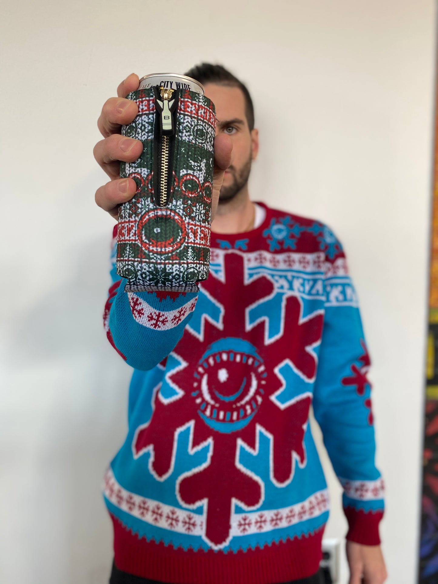 Holiday Eyez ❤️✌️️ 16 oz Drink Coozie - Bomber Jacket