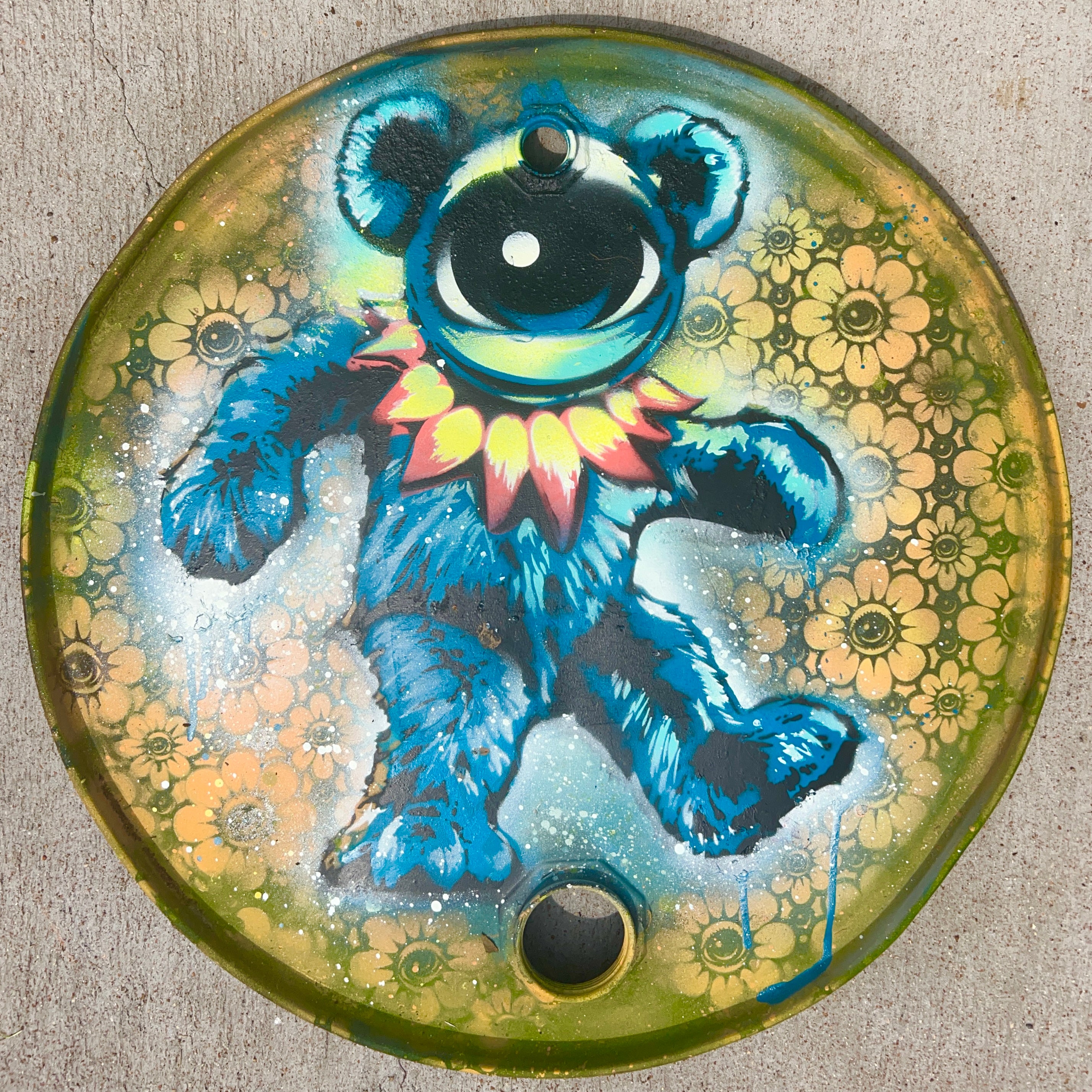 Grateful Hairy Bear on Oil Drum lid