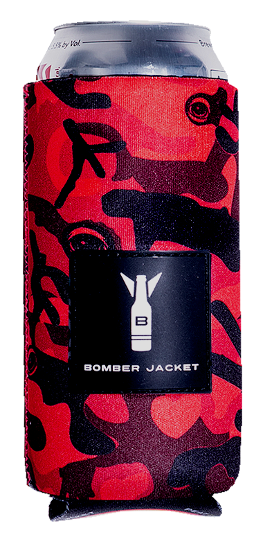 Red Camo 👀❤️✌️️ 16 oz Drink Coozie - Bomber Jacket