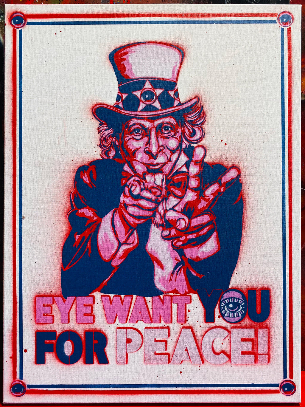 Eye want YOU for Peace 18x24 painting