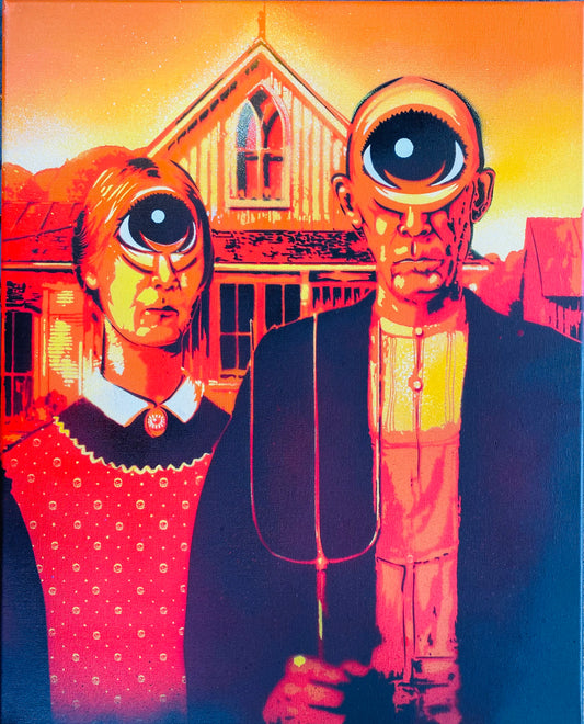 EYEmerican Gothic - Hot orange Painting