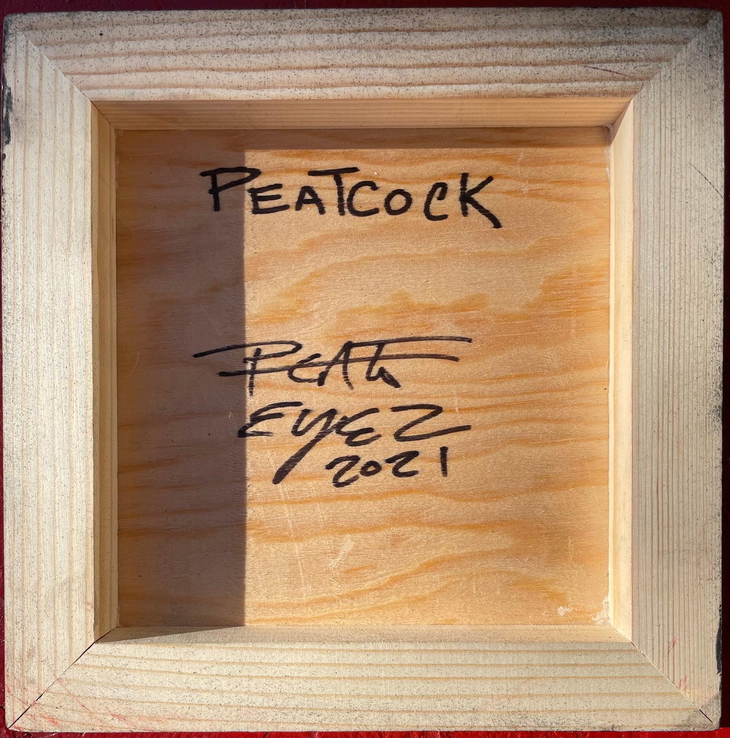 PEATCOCK 8x8 engraving on wood